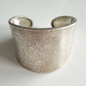 Sterling Silver Wide Cuff Bracelet Minimalist Stamped 925 Mexico